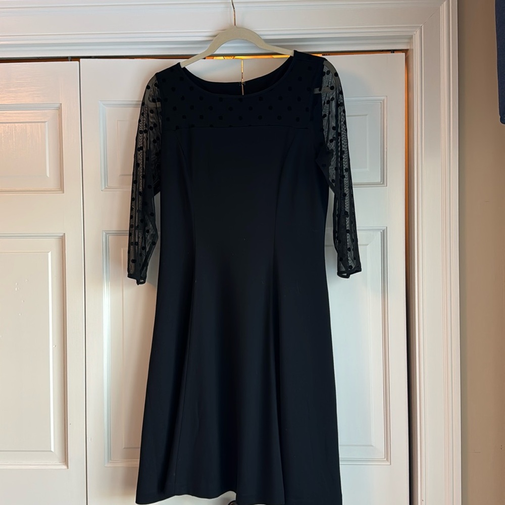 Talbots ponte knit fit and flair black dress - size 6